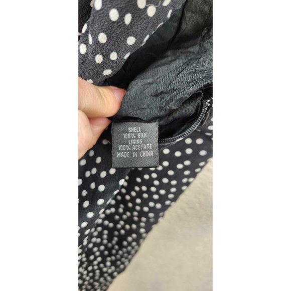 Adriana Black and White Polka-dot 100% Silk Slip Dress w/hidden side Zipper Sz 8 - Picture 7 of 8